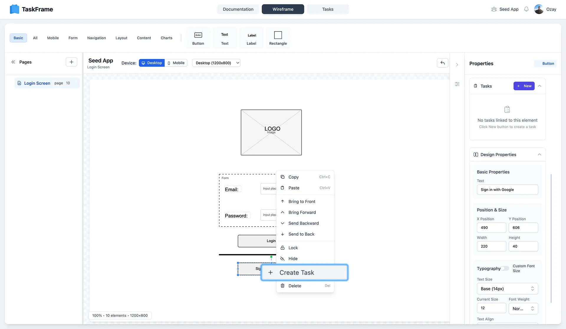 Clean feature image: Create tasks from wireframes