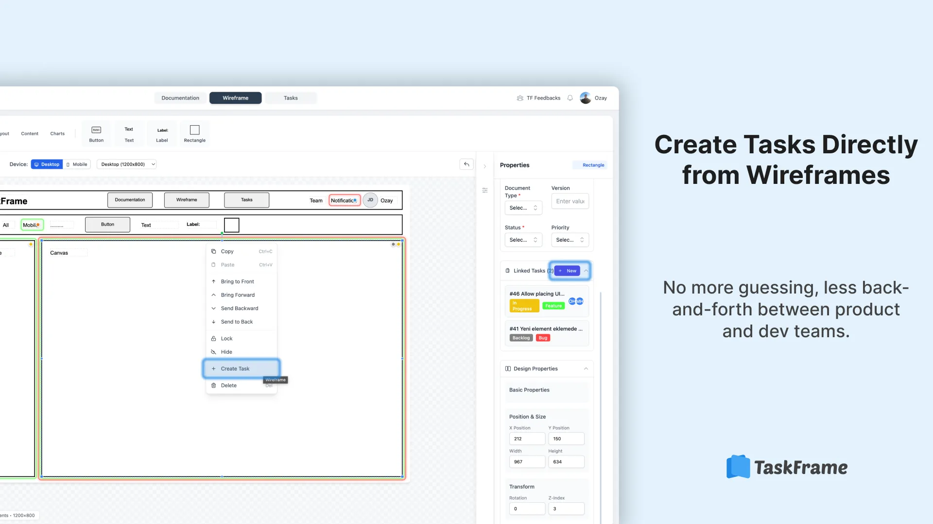 Clean feature image: Create tasks from wireframes