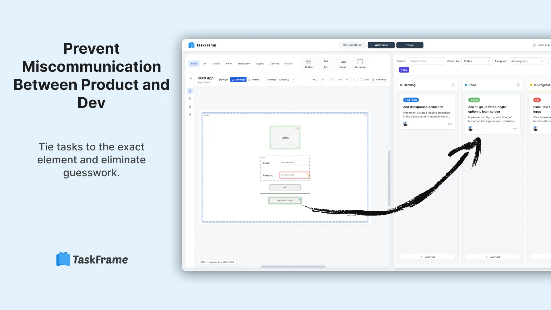 Feature image: Linked tasks directly shown on wireframe